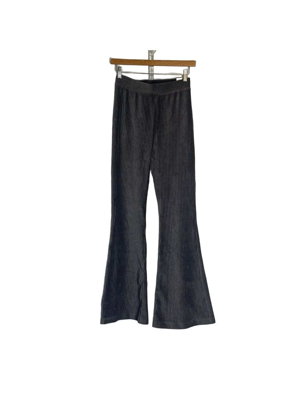 NWT Aerie Groove-on Velour High Waisted Flare Pants Size XS Gray Pull On Stretch